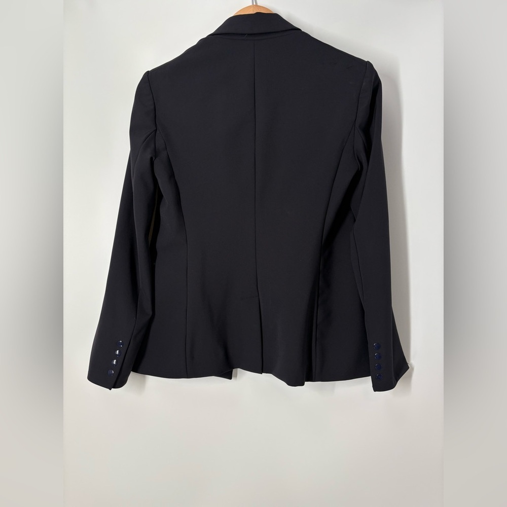 Veronica Beard Iconic Scuba Dickey Jacket Size 8 Navy Blue Blazer Zip Pockets - Picture 10 of 12